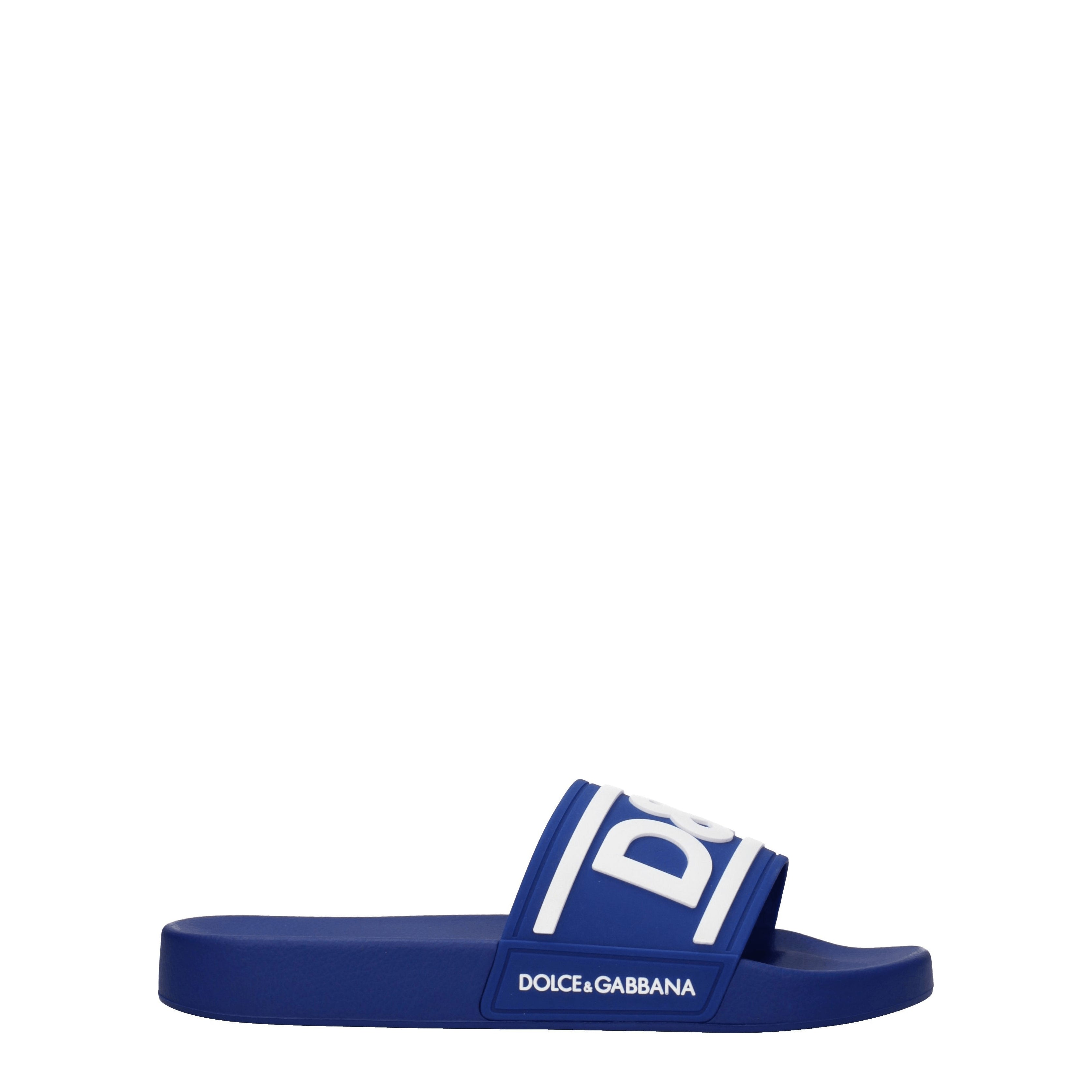 Dolce&Gabbana Slippers and Clogs Men Rubber Blue/White