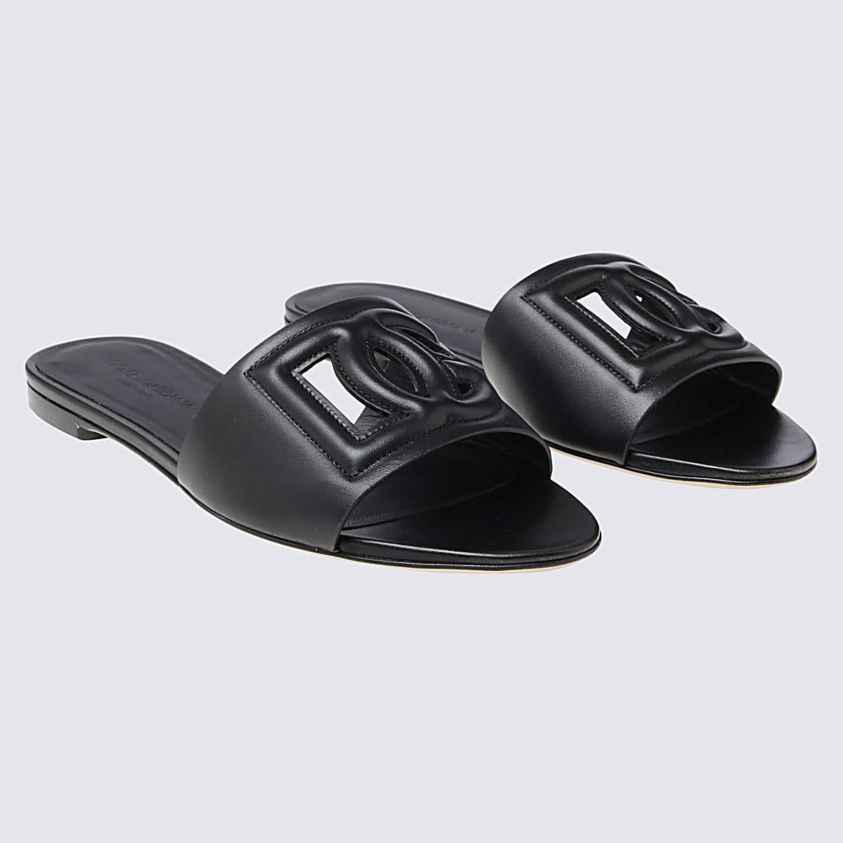 Dolce & Gabbana Black Leather Dg Millennials Flats