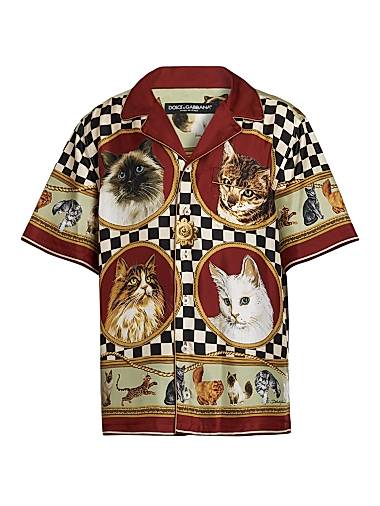 Dolce & Gabbana Cat Silk Twill Shirt Gatti