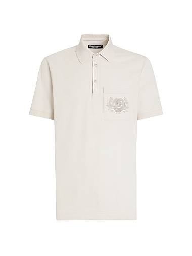 Dolce & Gabbana Crest Cotton Polo Shirt Cream