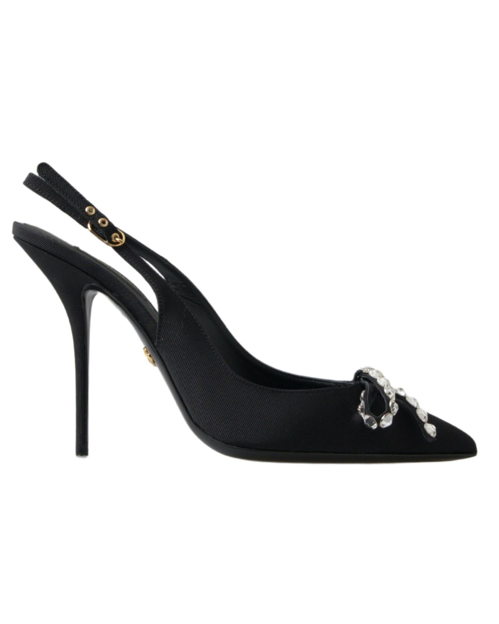 Dolce & Gabbana Crystal Slingback Pumps - Black