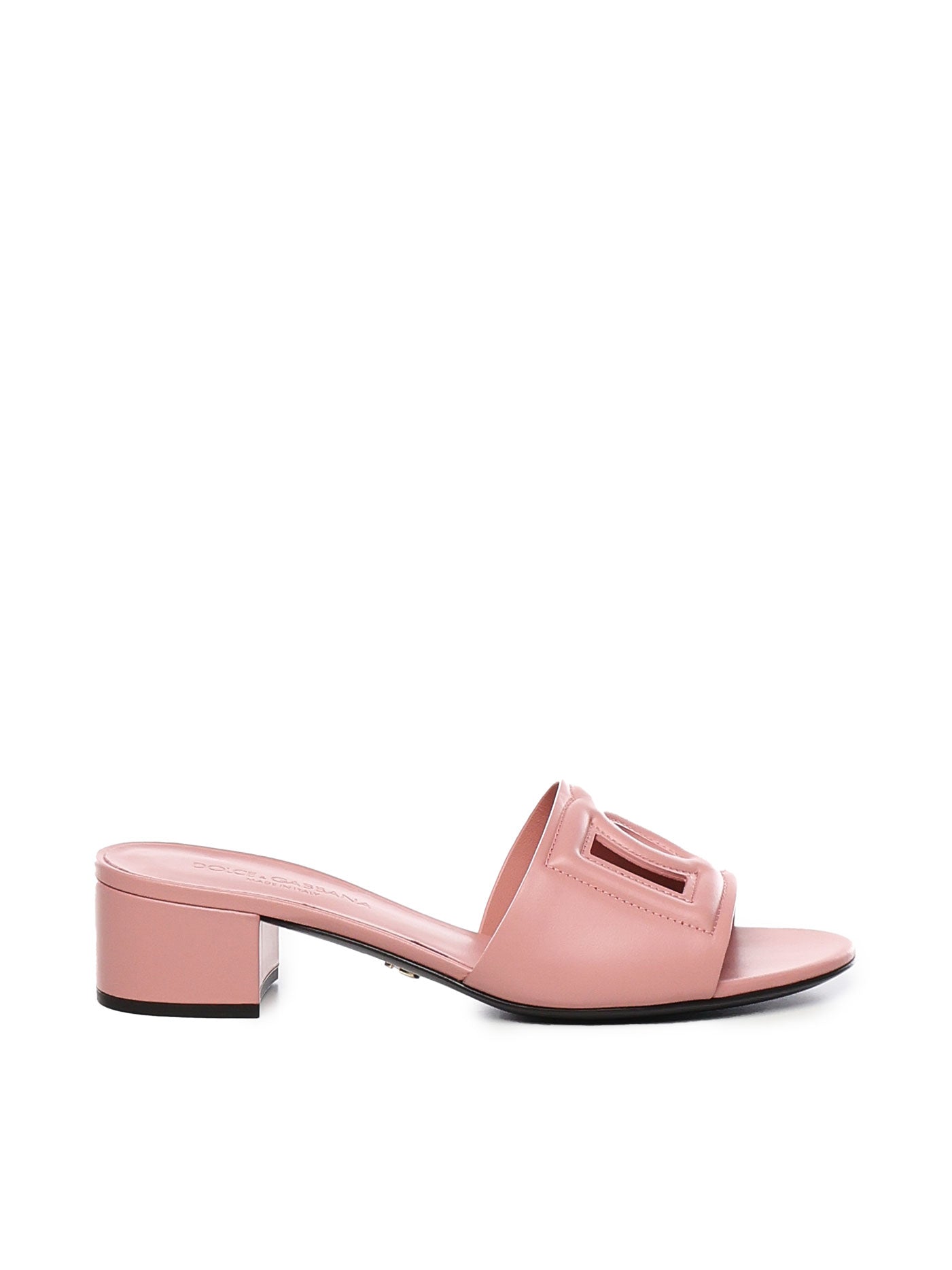 Dolce & Gabbana Dg Leather Mules With Cut Out Detail