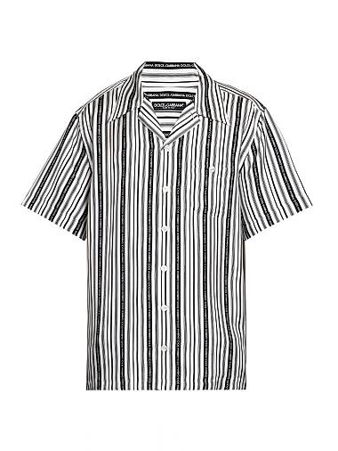 Dolce & Gabbana Logo Striped Silk Twill Shirt