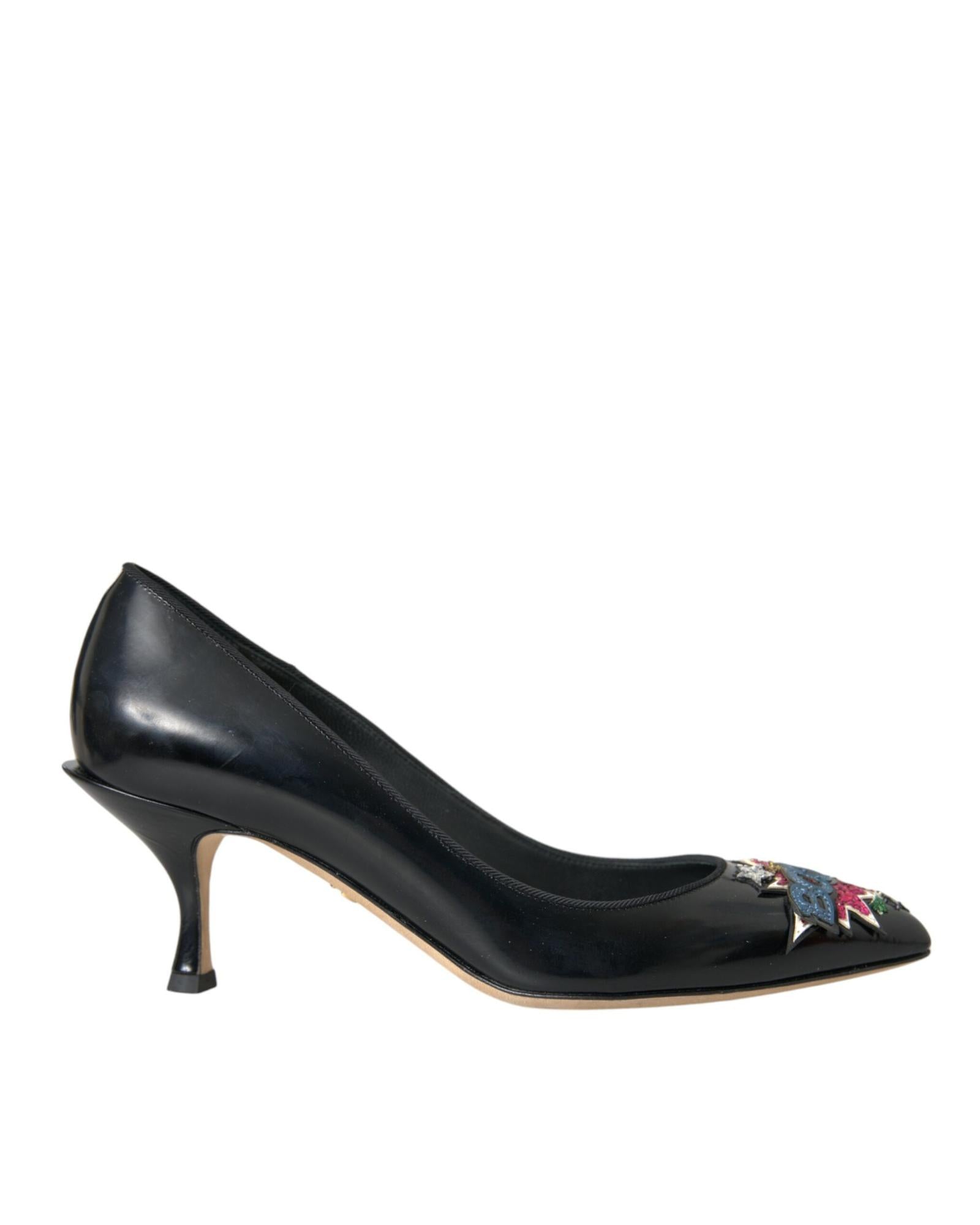 Dolce & Gabbana Patent Leather Pumps with Starburst Design - Black