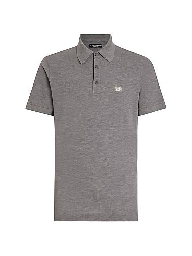 Dolce & Gabbana Pique Cotton Polo Shirt Melange Grigio