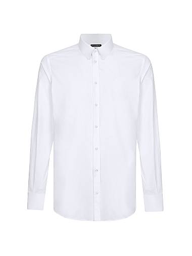 Dolce & Gabbana Poplin Button-Front Shirt Bianco Ottico