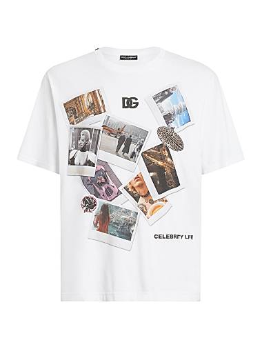 Dolce & Gabbana Stampa Cotton Crewneck T-Shirt Bianco Ottico