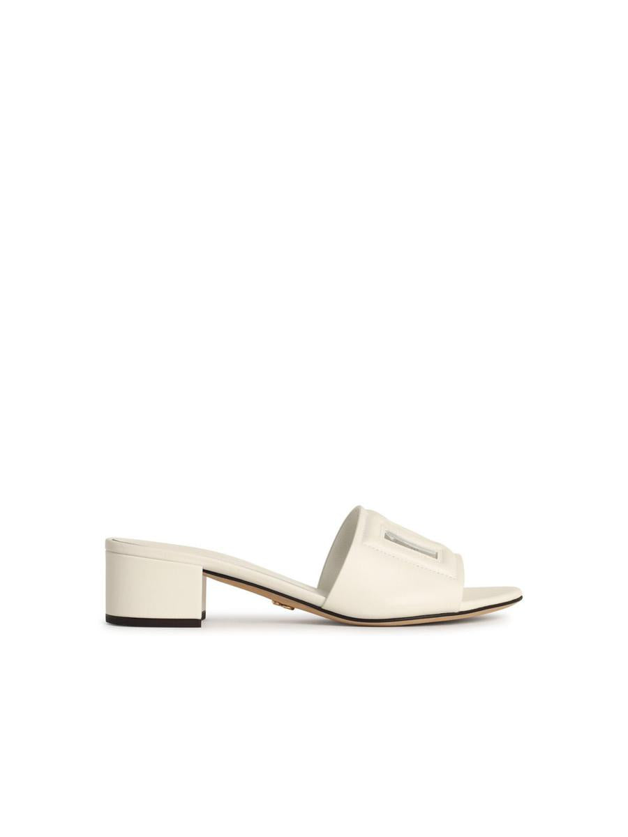 Dolce & Gabbana White Leather Slippers