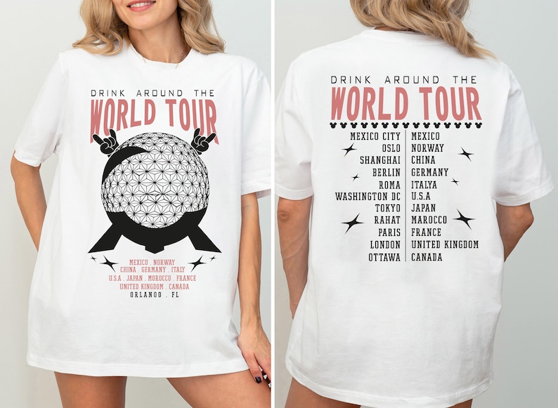 Drink Around The World Tour Shirt, Epcot Disneyworld Tour 2025 Tee
