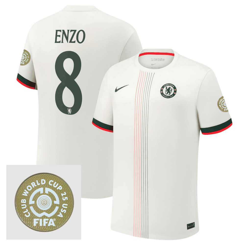 Enzo Fernndez 8 Chelsea 2025/26 FIFA Club World Cup 25 USA Patch Away Men Jersey - White