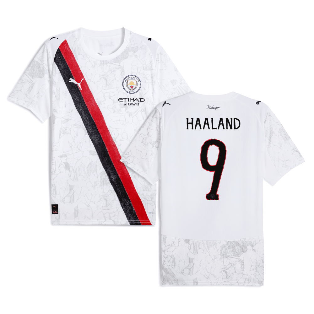 Erling Haaland 9 Manchester City x KidSuper 2025/26 Men Jersey - White