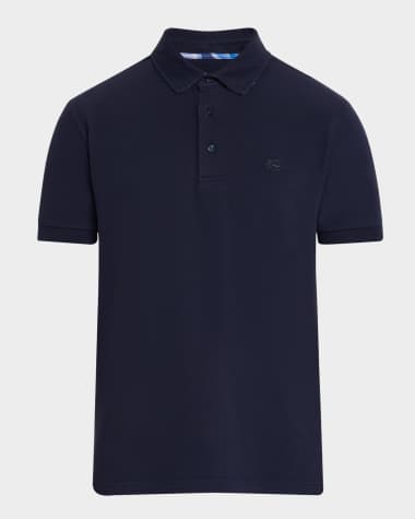 Etro Men's Printed-Undercollar Polo Shirt Dark blue 4