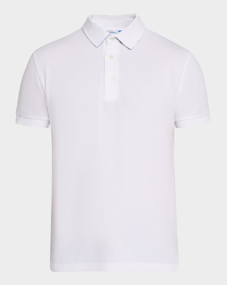 Etro Men's Printed-Undercollar Polo Shirt White