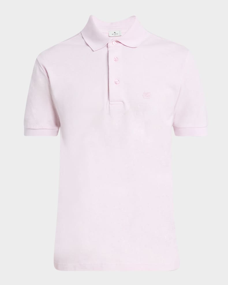 Etro Men's Solid Polo Shirt Pink 6