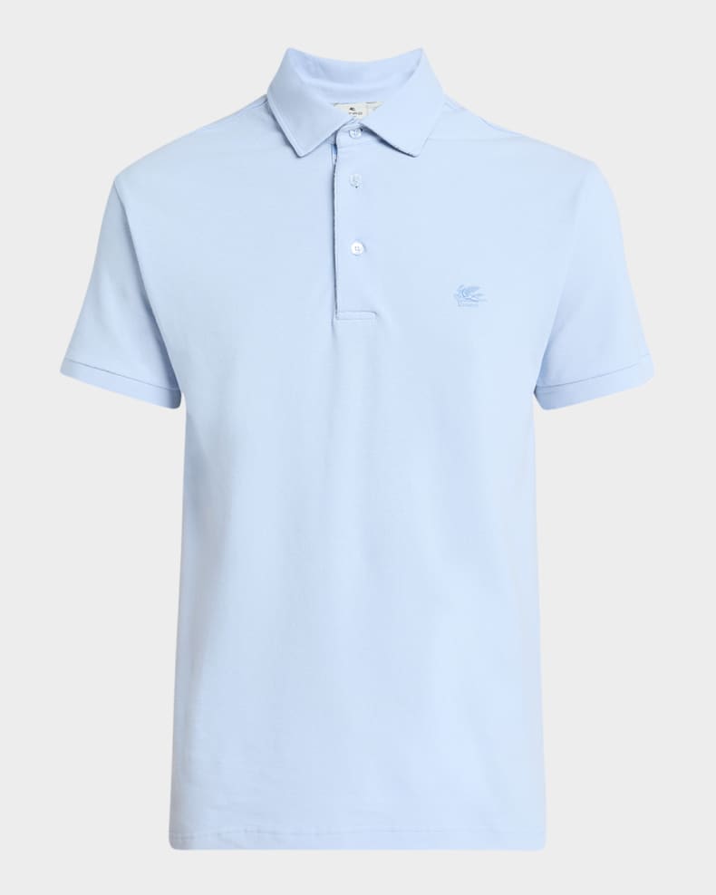 Etro Men's Tipped Pique Polo Shirt Light blue 2