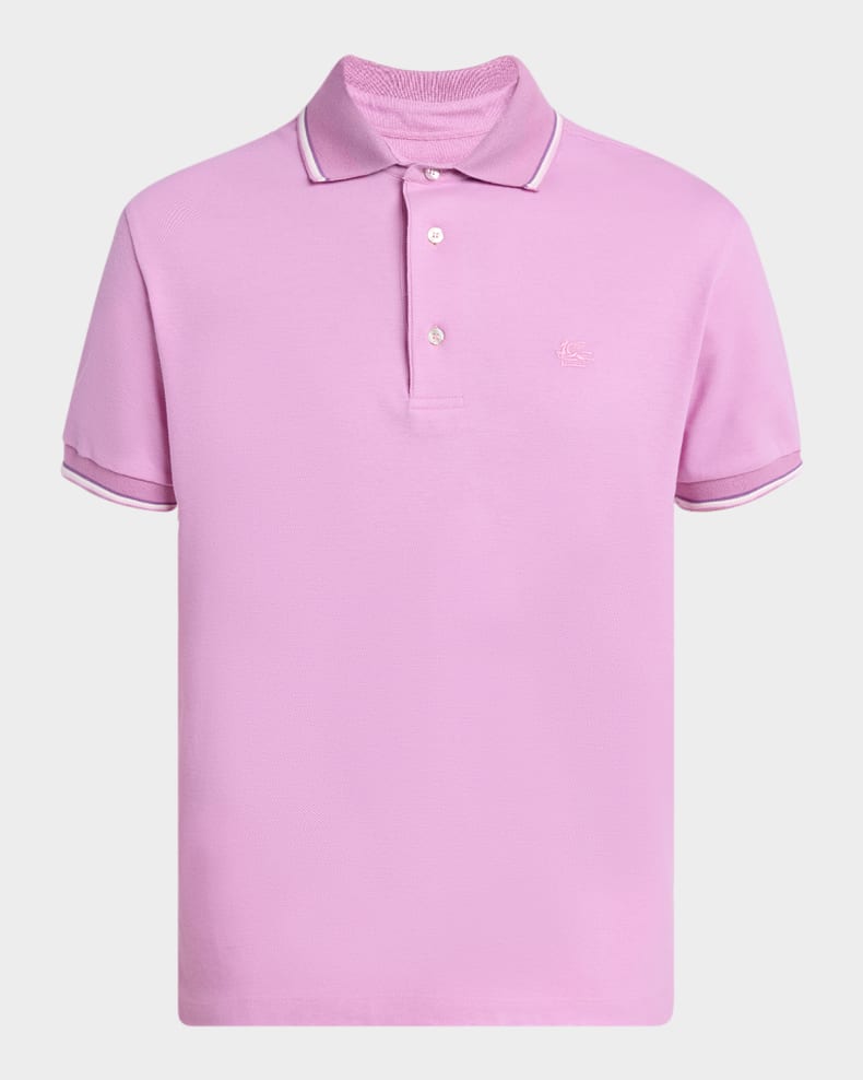 Etro Men's Tipped Polo Shirt Fuxia