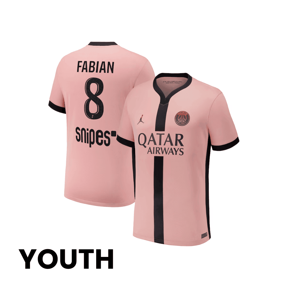 Fabin Ruiz 8 Paris Saint-Germain 2024/25 Third YOUTH Jersey - Pink