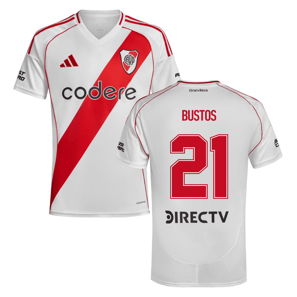 Fabricio Bustos 21 River Plate 2024-25 Home Match Jersey - White