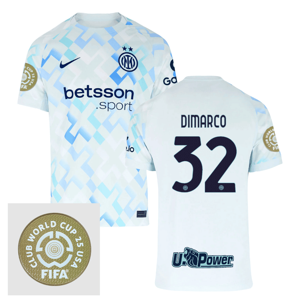Federico Dimarco 32 Inter Milan FIFA Club World Cup 25 USA Patch Away Men Jersey - White