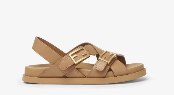 Fendi Feel Camel Calf Leather Sandals