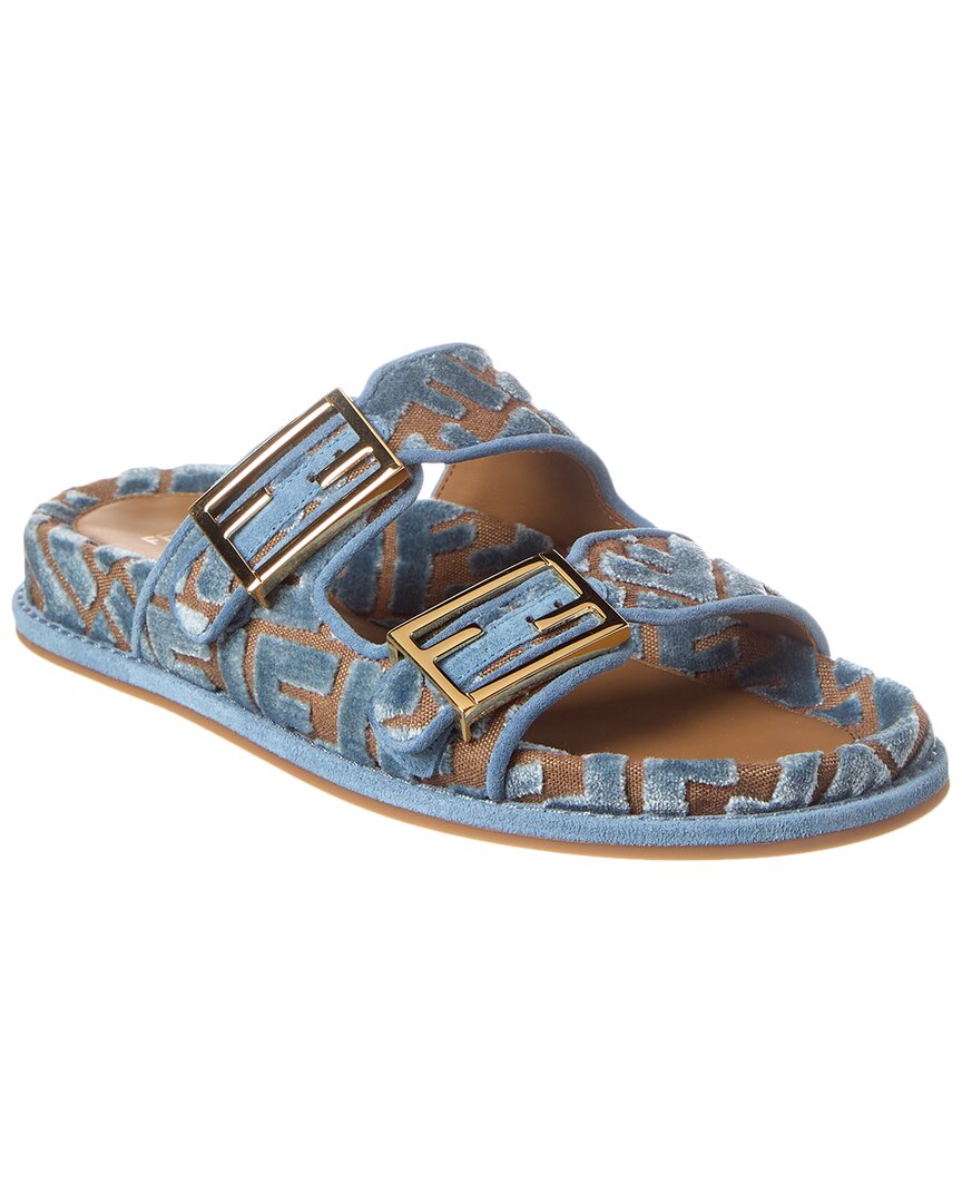 Fendi Feel Ff Jacquard Velvet Sandal