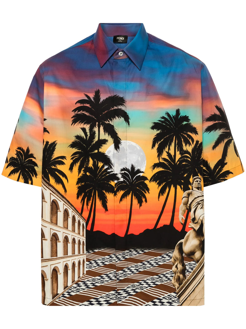 Fendi Graphic-print Poplin Shirt