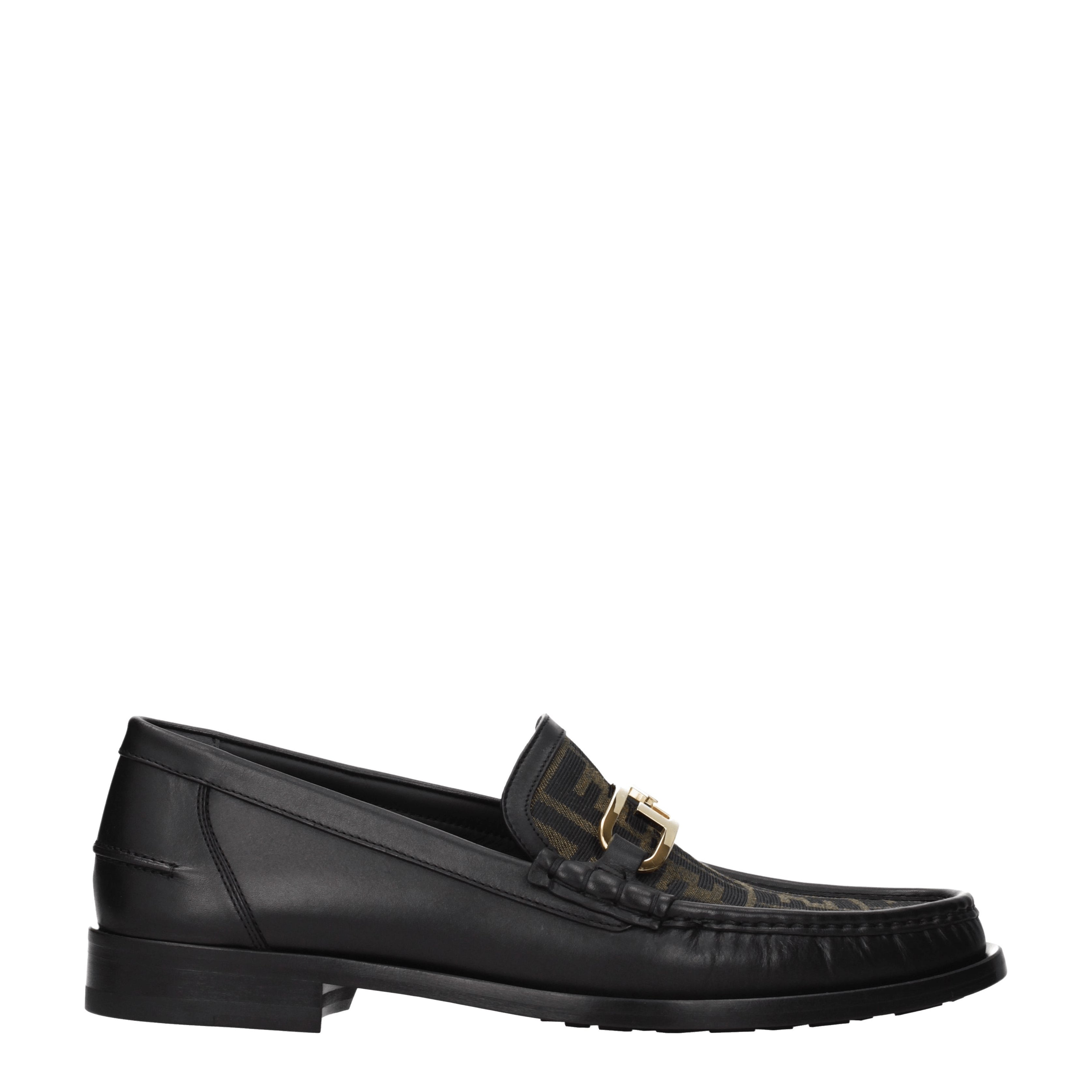 Fendi Loafers Men Leather Black/Brown