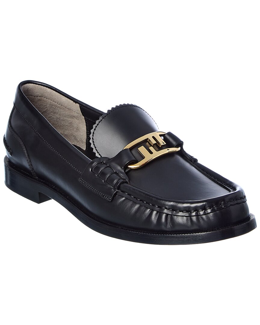 Fendi O'lock Leather Loafer, 36, Black