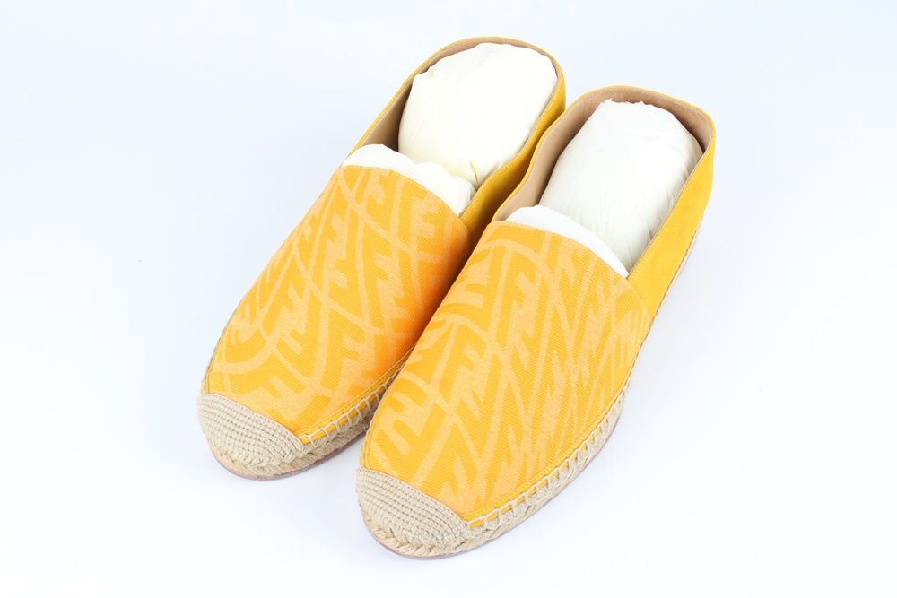 Fendi Yellow FF Fabric Espadrilles Size 9