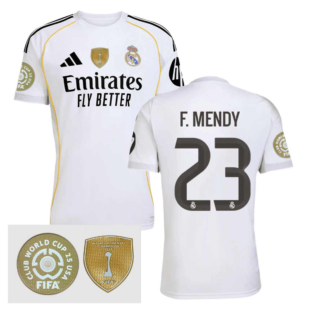 Ferland Mendy 23 Real Madrid 2025/26 FIFA Club World Cup 25 USA Patch Home Men Jersey - White