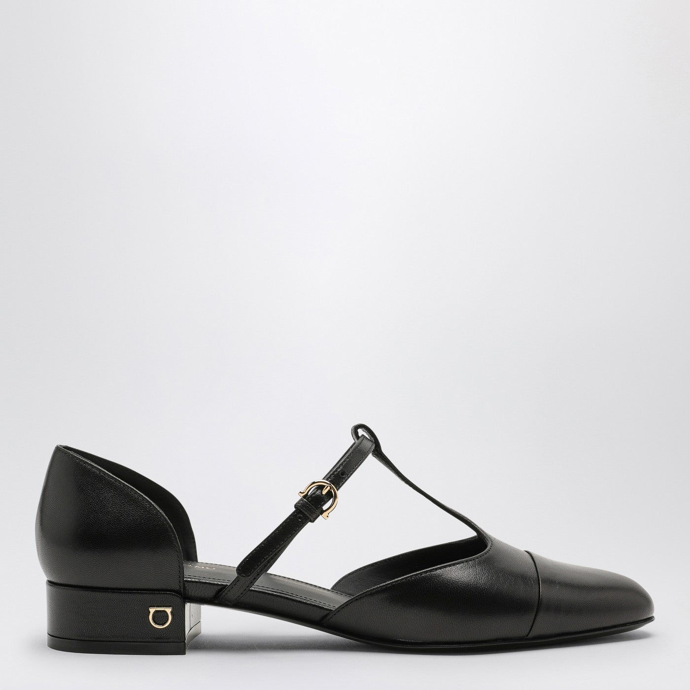 Ferragamo Black Ballerina T Strap