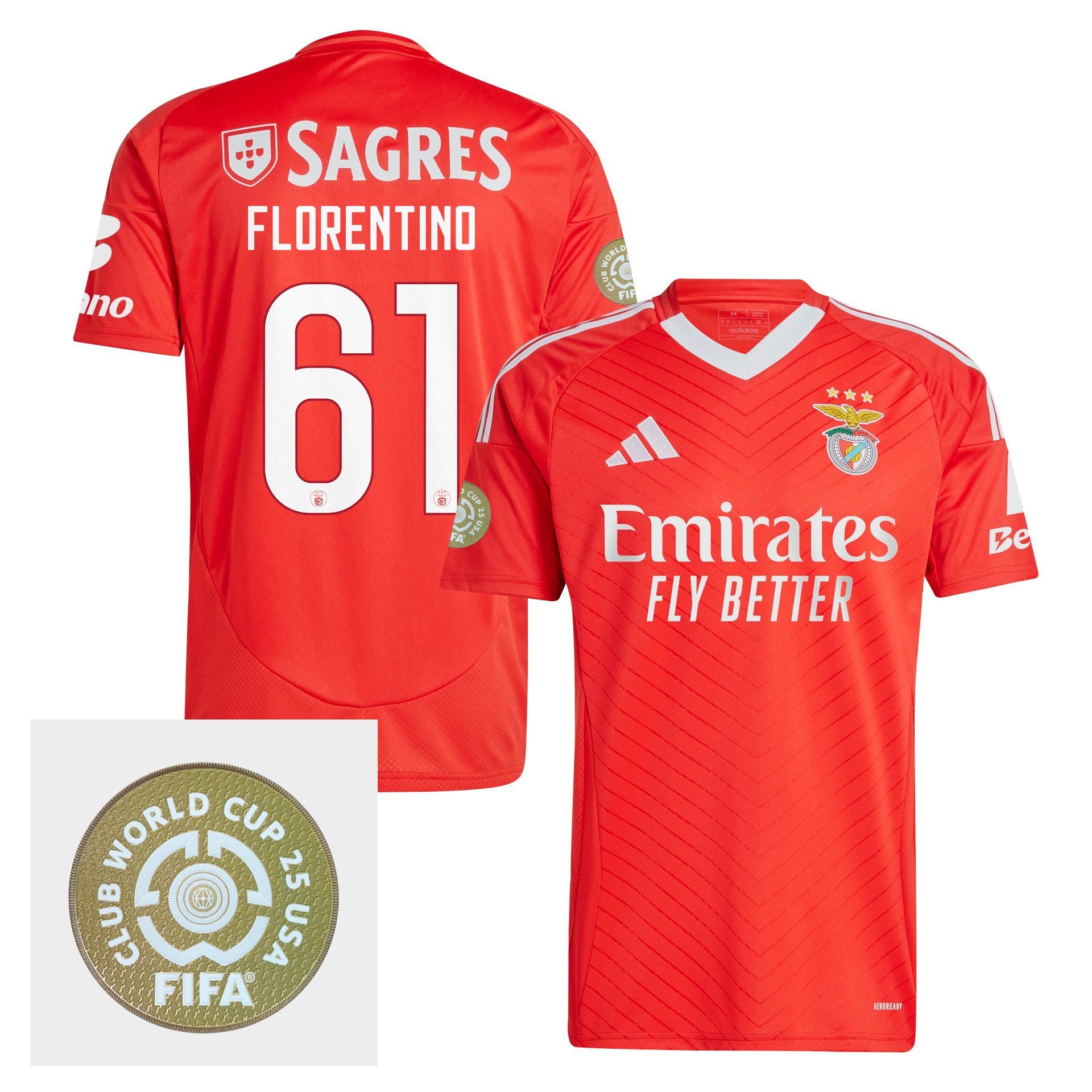 Florentino 61 S.L. Benfica 2024/25 FIFA Club World Cup 25 USA Patch Home Men Jersey - Red