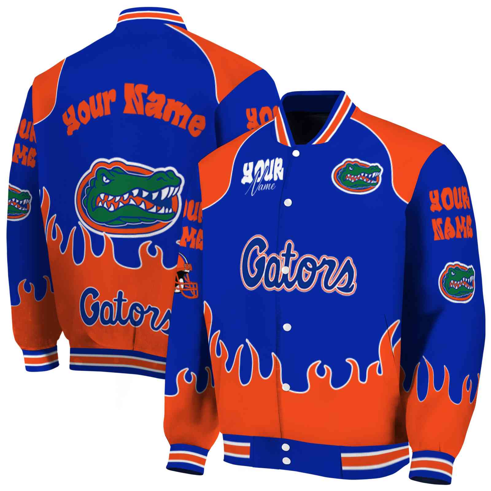 Florida Gators Fire Graphic Blue NCAA Jacket Custom For Football Fans