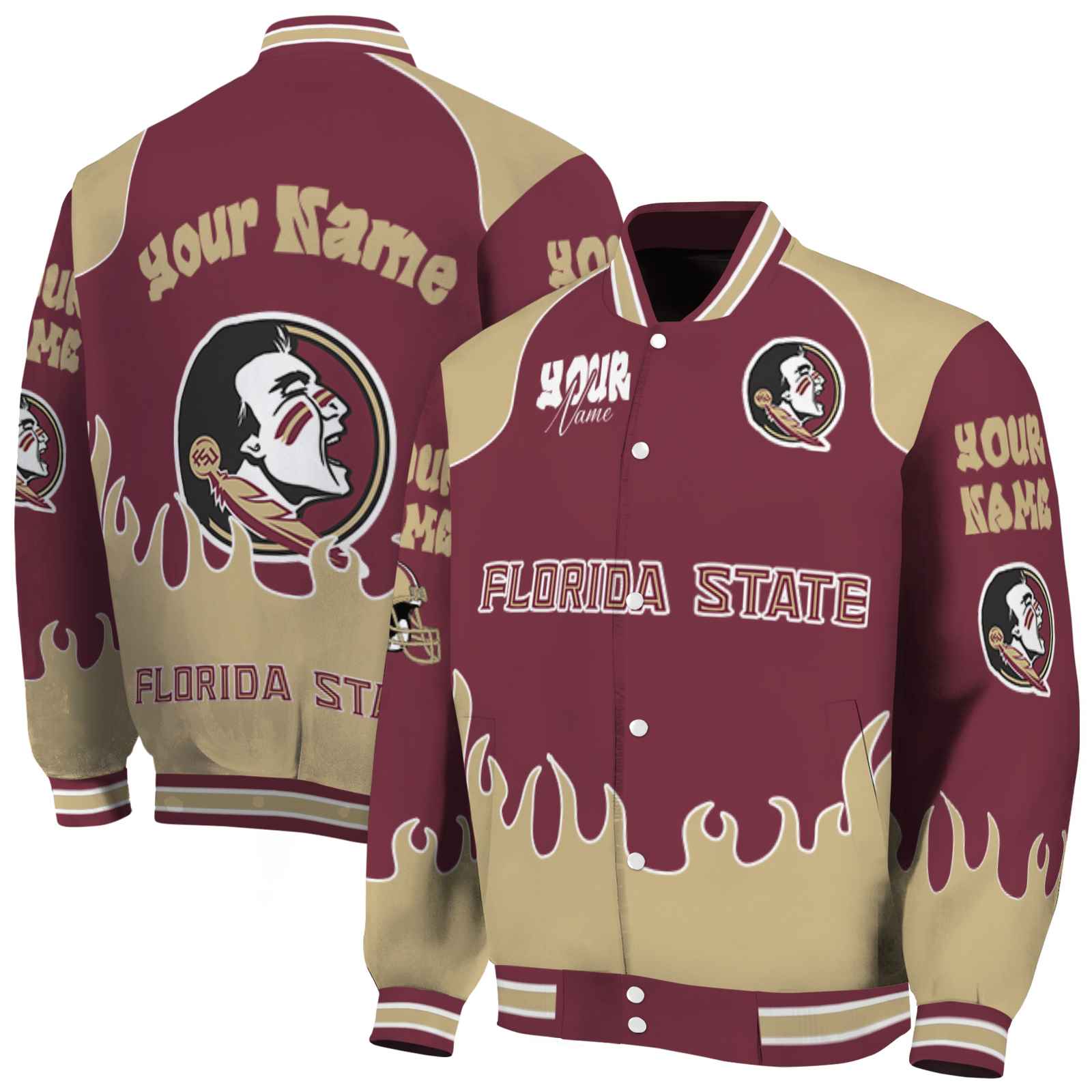 Florida State Seminoles Fire Graphic Garnet NCAA Jacket Customized For Football Fans