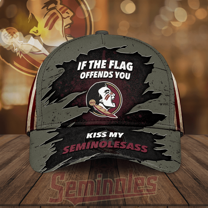 Florida State Seminoles USA Flag If The Flag Offends You Kiss My Seminolesass Baseball Cap CNI2112