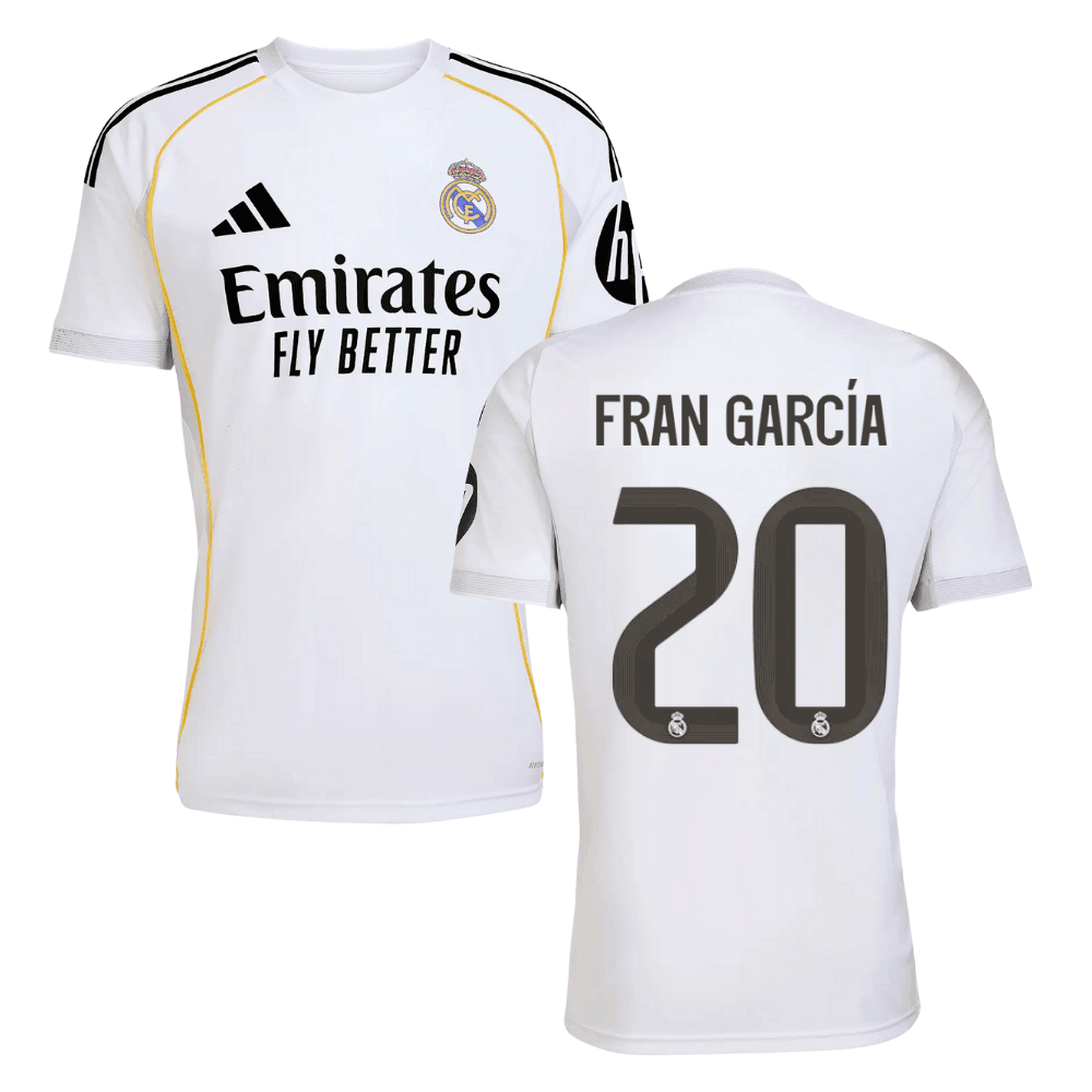 Fran Garca 20 Real Madrid 2025/26 Home Men Jersey - White