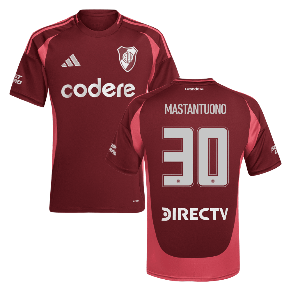 Franco Mastantuono 30 River Plate 2024-25 Away Match Jersey - Crimson