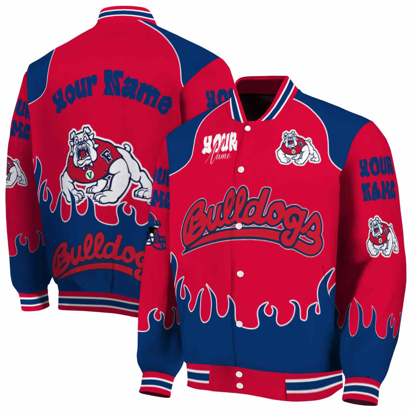 Fresno State Bulldogs Fire Graphic Red NCAA Jacket Personalized For Football Fans
