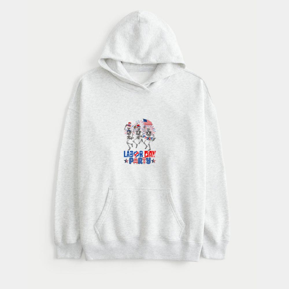 Funny Happy Labor Day Party Skeletons USA Flag Union Workers 2