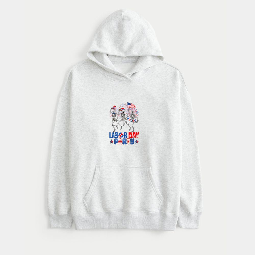 Funny Happy Labor Day Party Skeletons USA Flag Union Workers 2