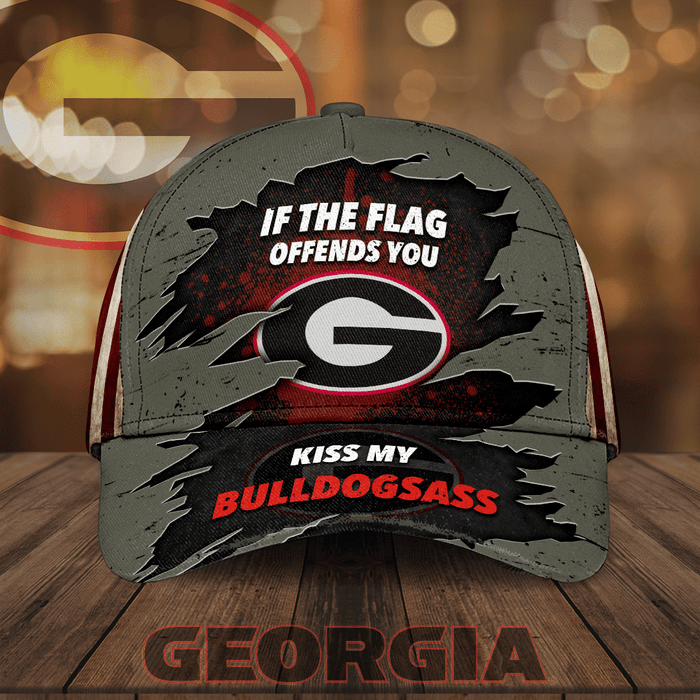 Georgia Bulldogs If The Flag Offends You Kiss My Bulldogsass 3D Classic Baseball Cap CNI2174