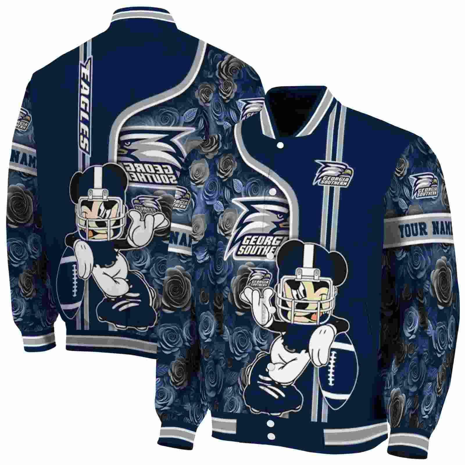 Georgia Southern Eagles NCAA Rose Mickey Blue Jacket Customized Gift For Sport Team Fans 