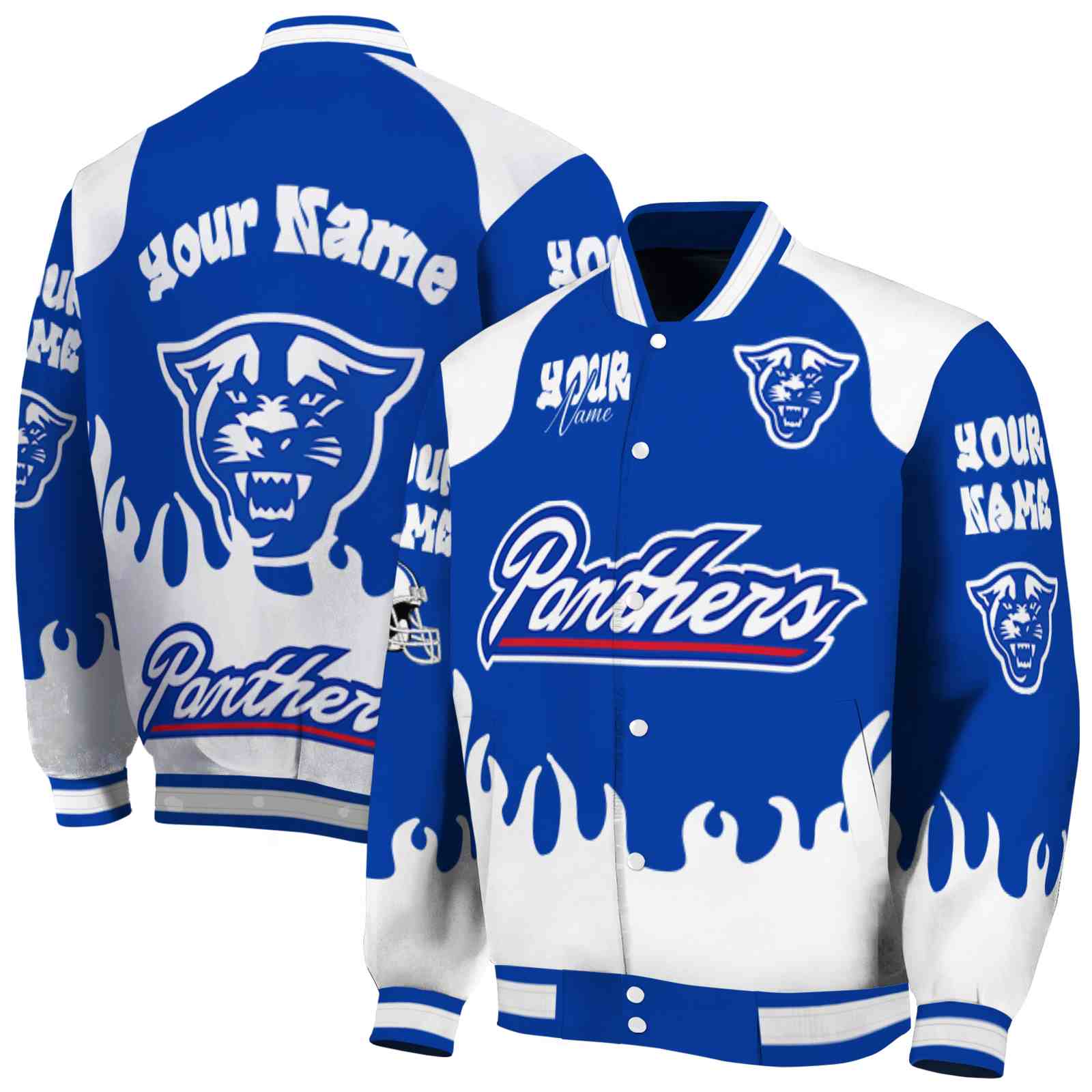Georgia State Panthers Fire Graphic Blue NCAA Jacket Custom For Football Fans