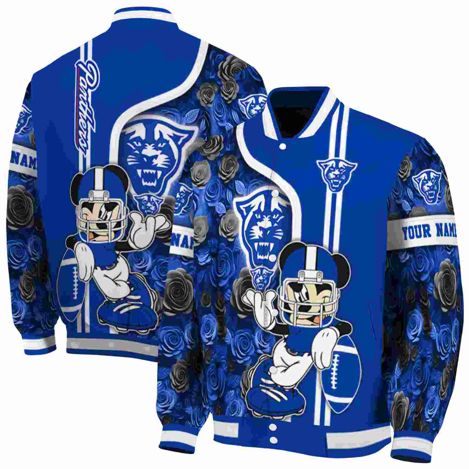 Georgia State Panthers NCAA Rose Mickey Blue Jacket Custom Gift For Sport Team Fans 