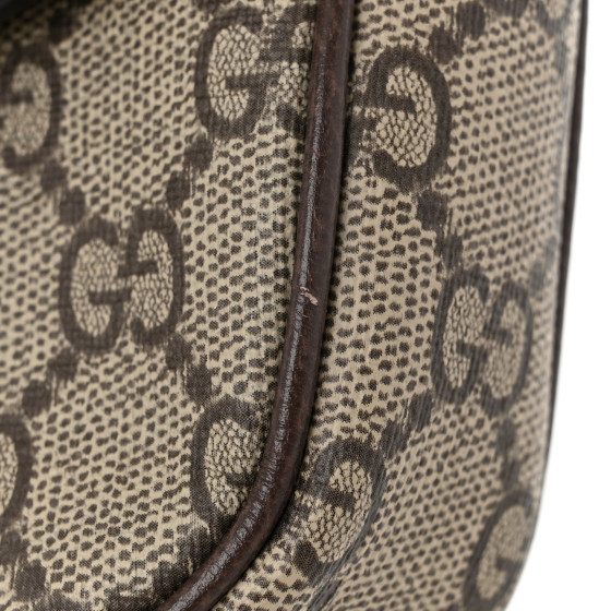 GG Supreme Monogram Textured Dollar Calfskin Web Mini Ophidia Envelope Shoulder Bag Beige Ebony - Image 11