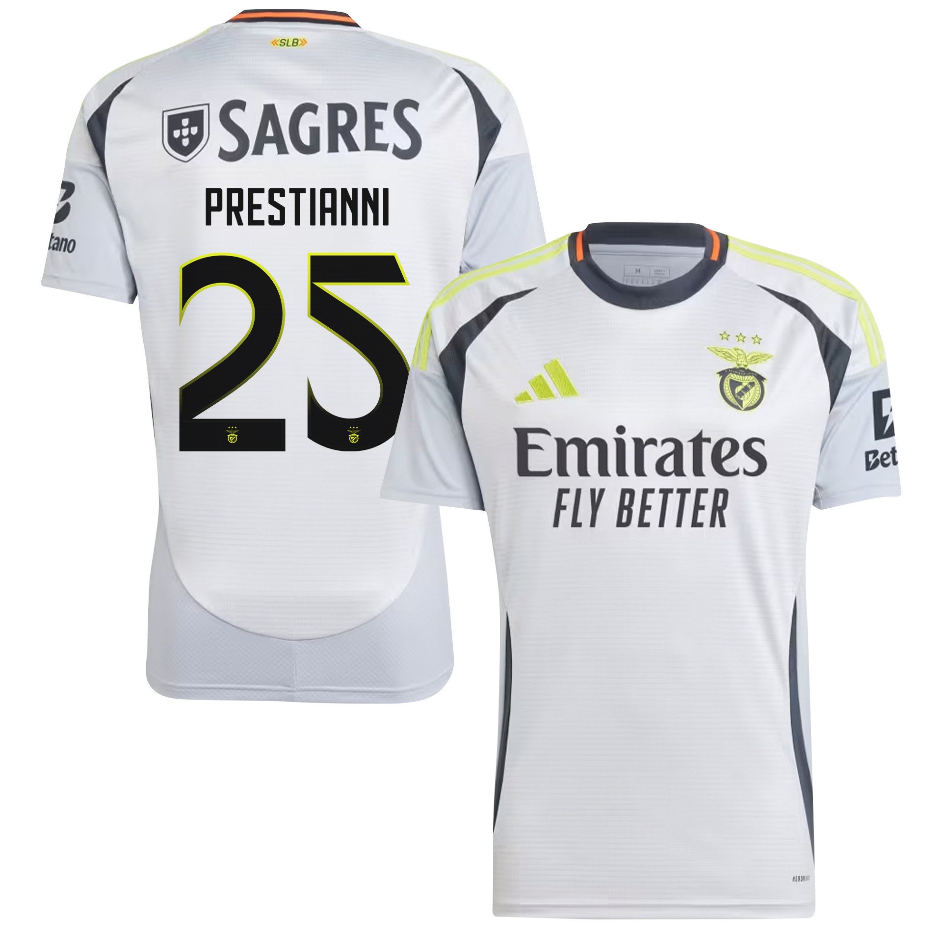 Gianluca Prestianni 25 S.L. Benfica 2024/25 Third Men Jersey - White