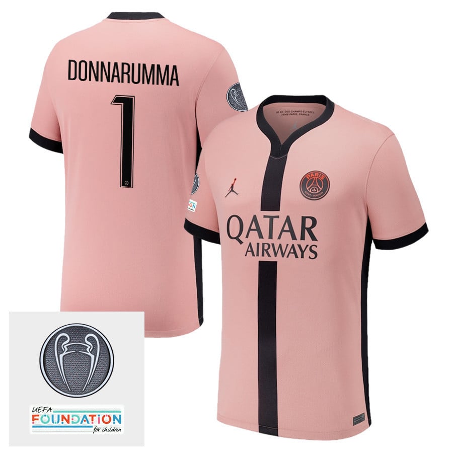 Gianluigi Donnarumma 1 Paris Saint-Germain UEFA Champions League Titleholder 2024/25 Third Men Jersey - Pink