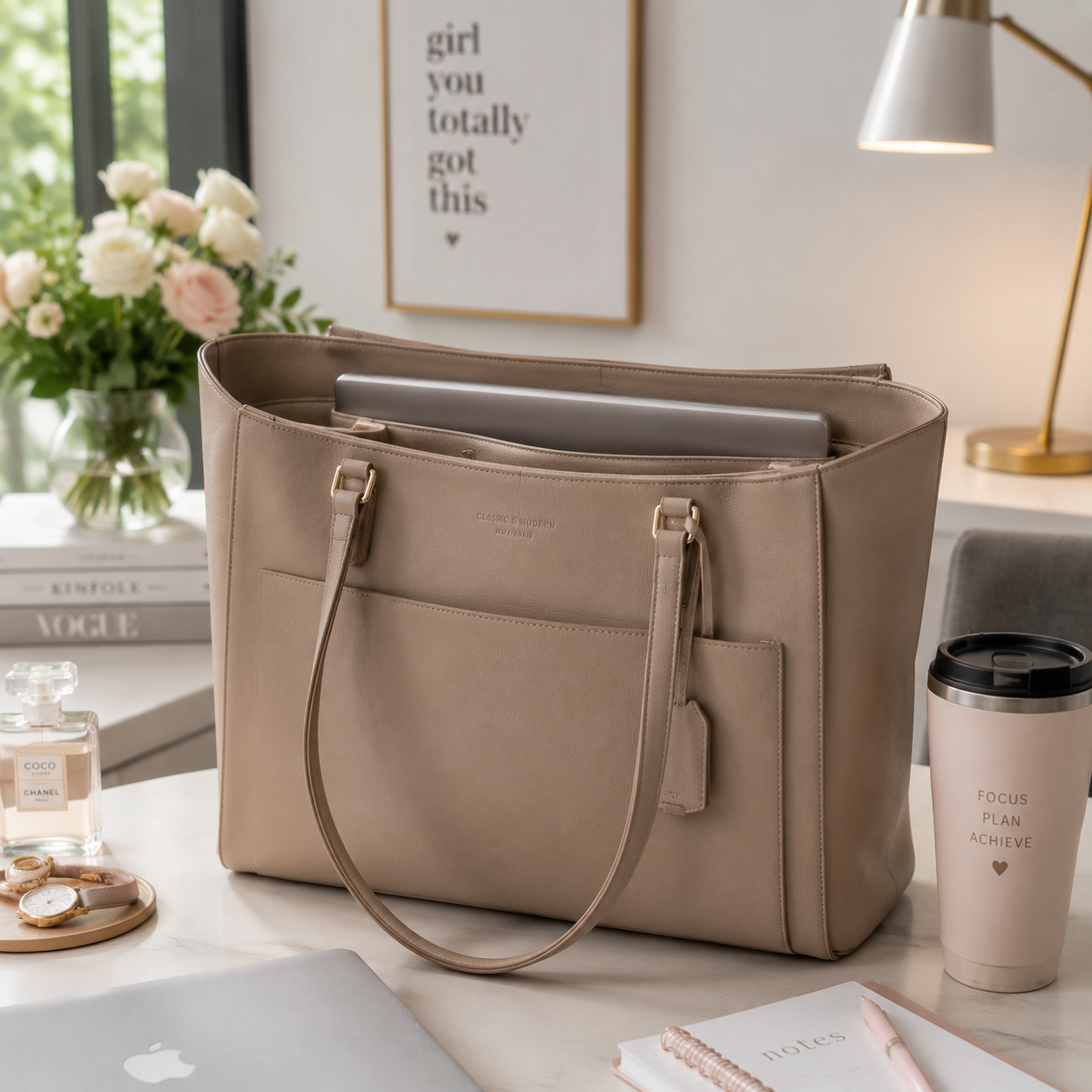 Executive Leather Laptop Tote