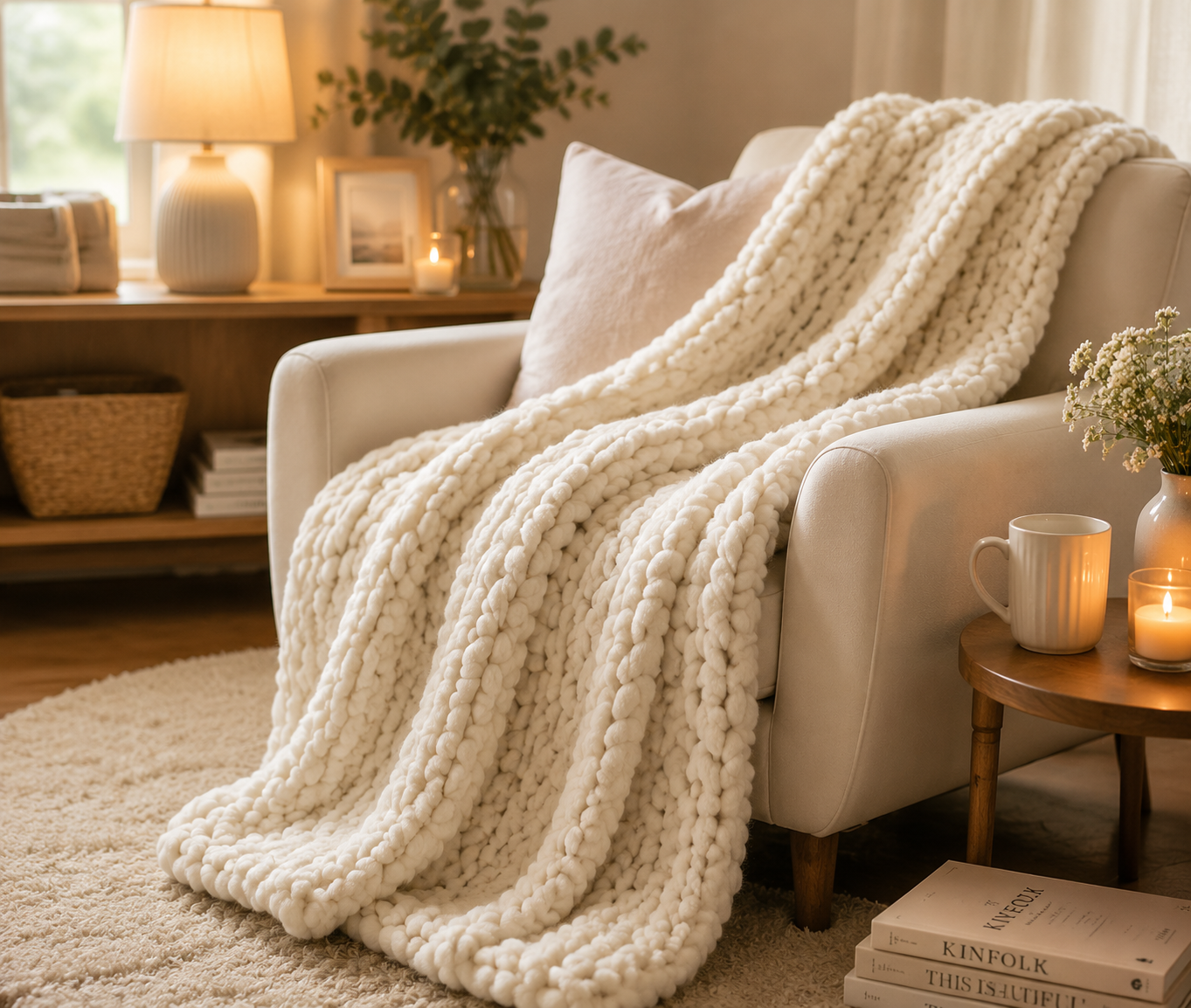Hand-Knit Chunky Chenille Throw