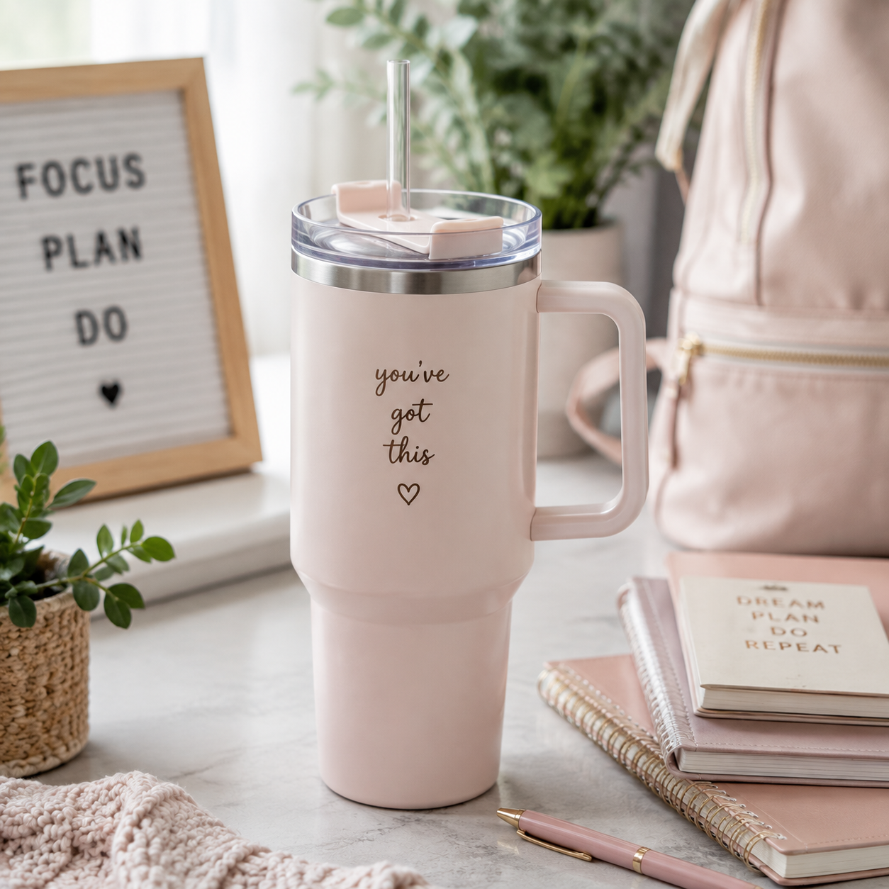 Insulated Stainless Steel Tumbler with Straw